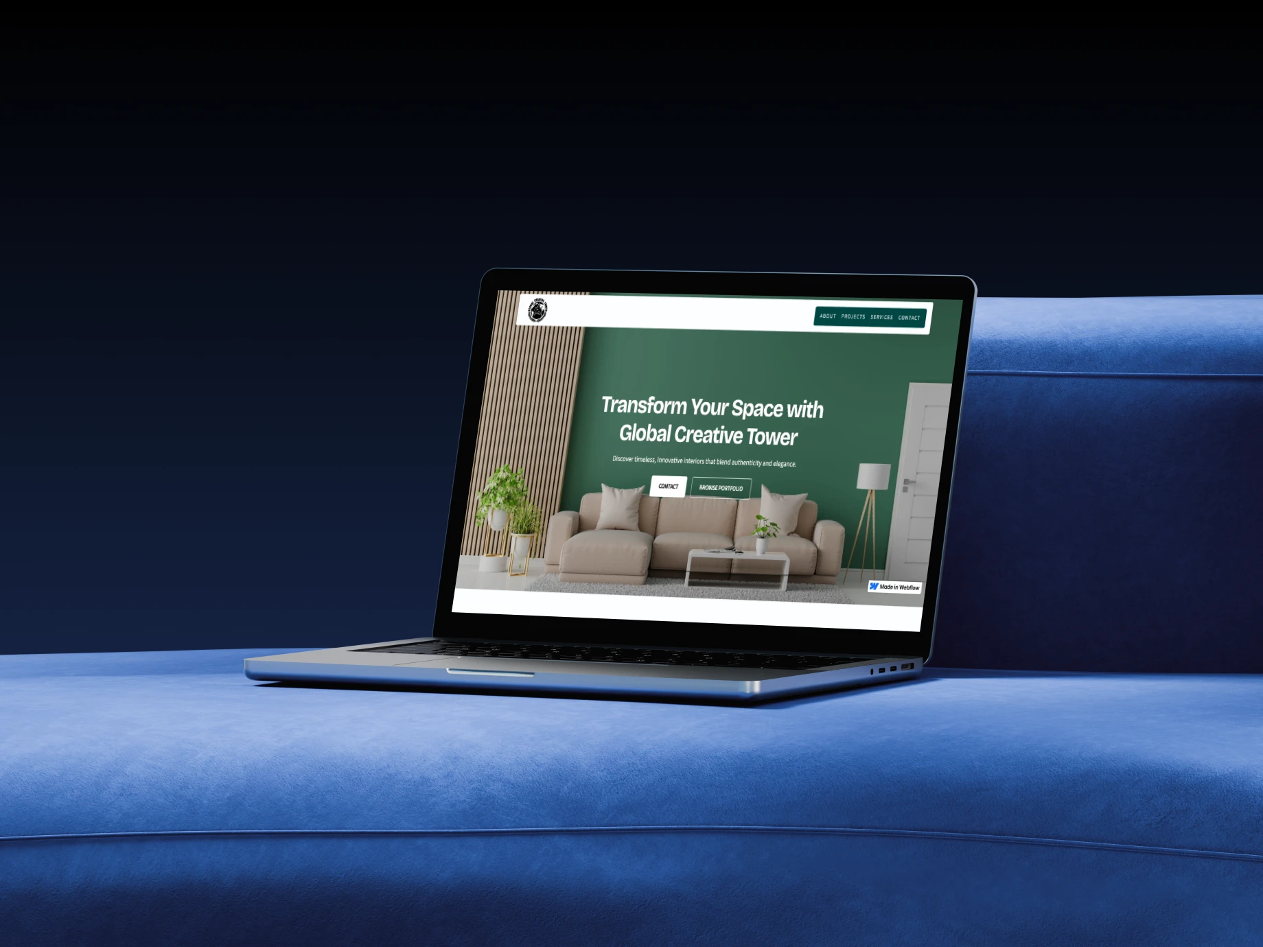 Global Creative Tower website — homepage on desktop